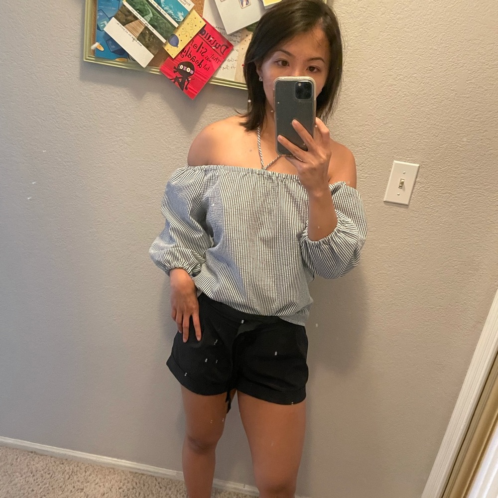 Wayf Off-the-Shoulder Striped Blouse